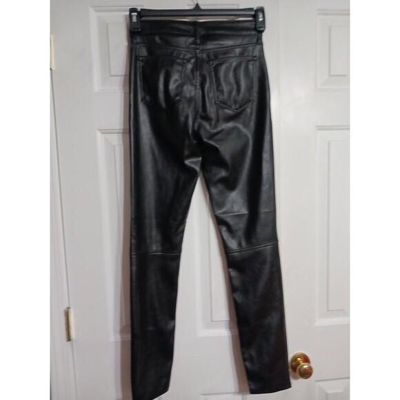 NWT Women's GAP Fac Hi Rise Univ Black Vegan Leather Leggings Sz 2/26R Jeans G2 - Picture 10 of 12